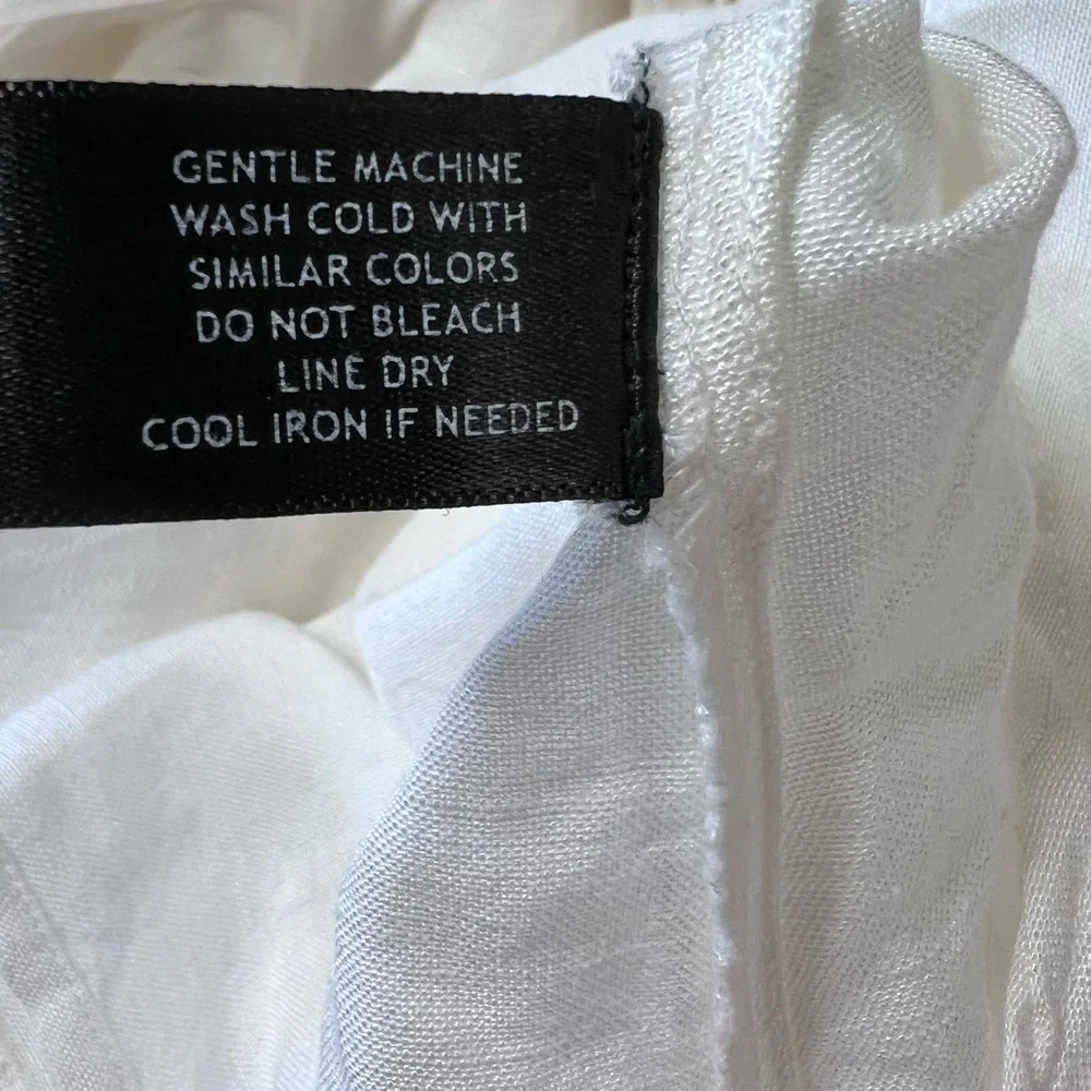 Boston Proper Linen Blend White Button-Down Shirt - Picture 7 of 7